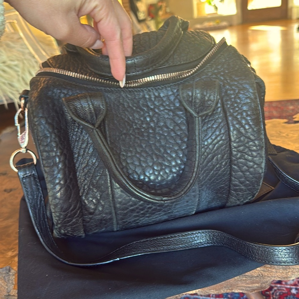 Alexander wang black leather, rose gold hardware Rocco bag